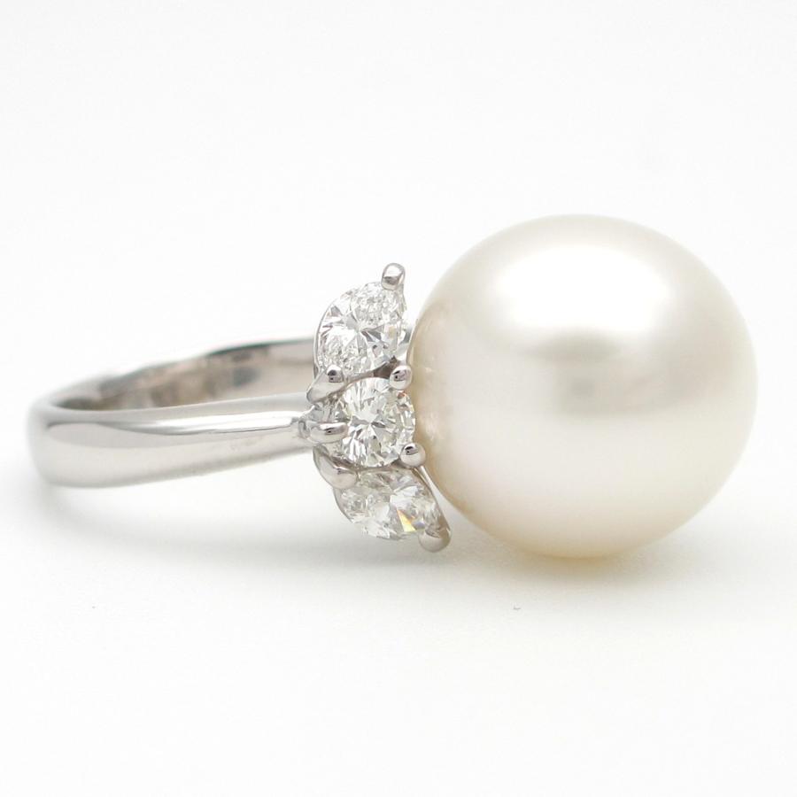 Pt900 プラチナ 真珠 13.2mm ダイヤモンド 0.87ct 指輪 大粒パール 
