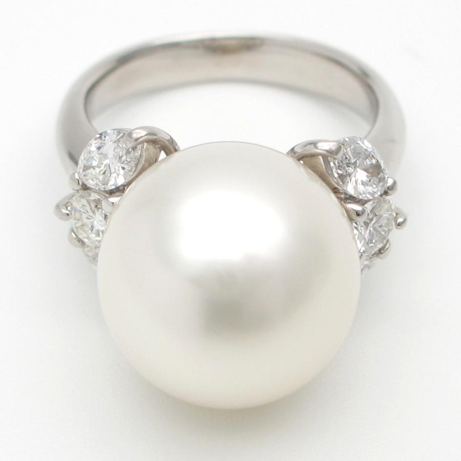 Pt900 プラチナ 真珠 13.2mm ダイヤモンド 0.87ct 指輪 大粒パール 
