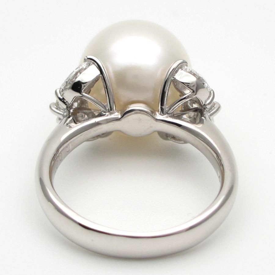 Pt900 プラチナ 真珠 13.2mm ダイヤモンド 0.87ct 指輪 大粒パール 