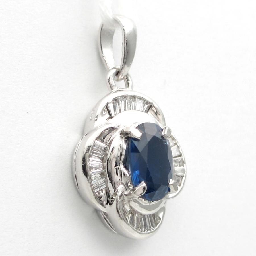 Pt900 プラチナ サファイア 1.054ct ダイヤモンド 0.21ct ペンダント 