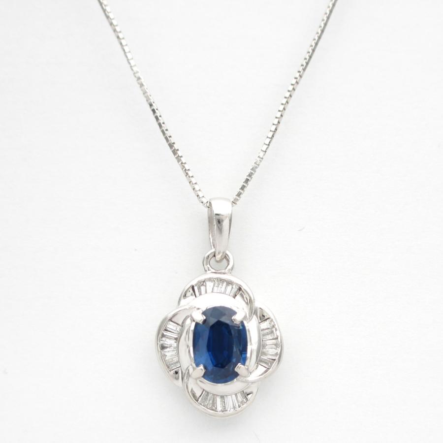 Pt900 プラチナ サファイア 1.054ct ダイヤモンド 0.21ct ペンダント 