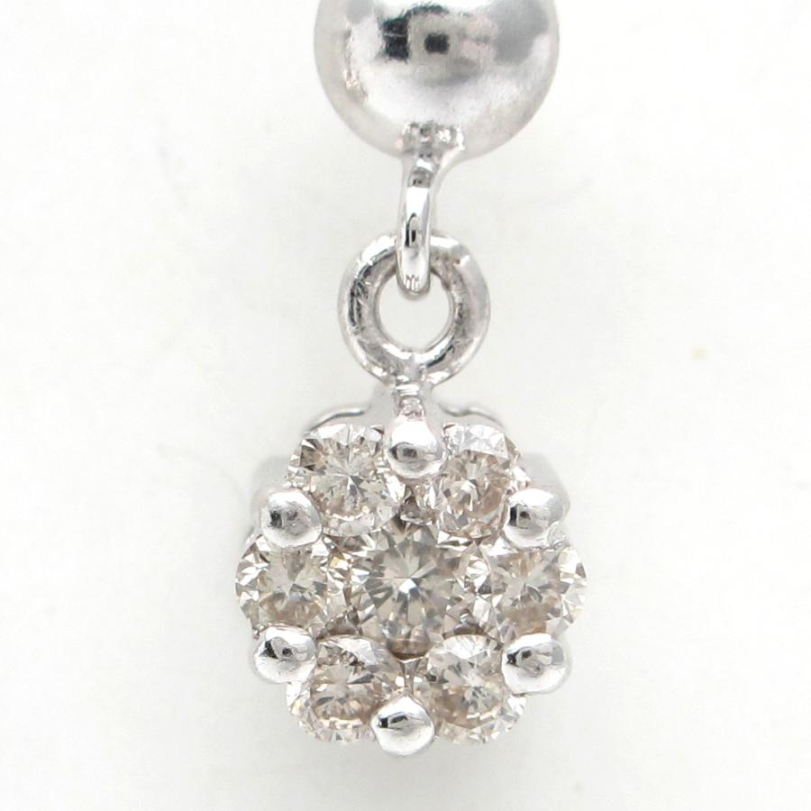 K18WG ホワイトゴールド ダイヤモンド 0.16ct×2 フラワー ピアス 中古 