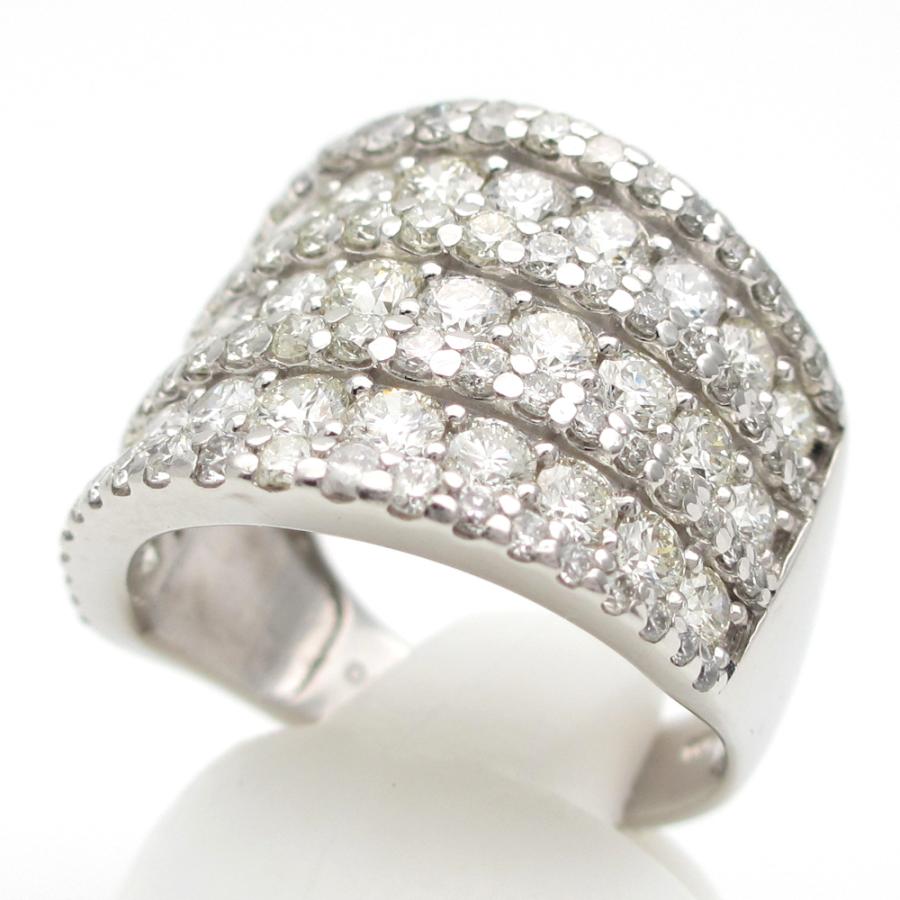 Pt900 プラチナ ダイヤモンド 3.00ct 指輪 パヴェ ボリューム 中古 美 