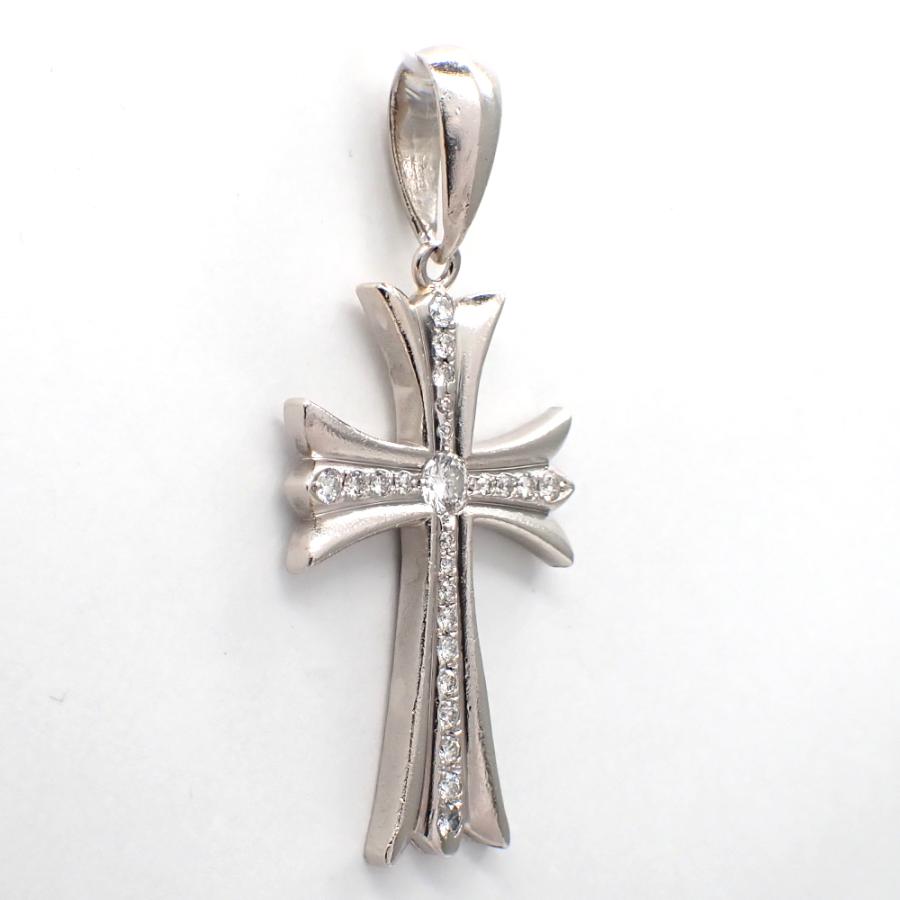 Pt900 プラチナ ダイヤモンド クロス ペンダント 0.219ct 0.415ct 中古 
