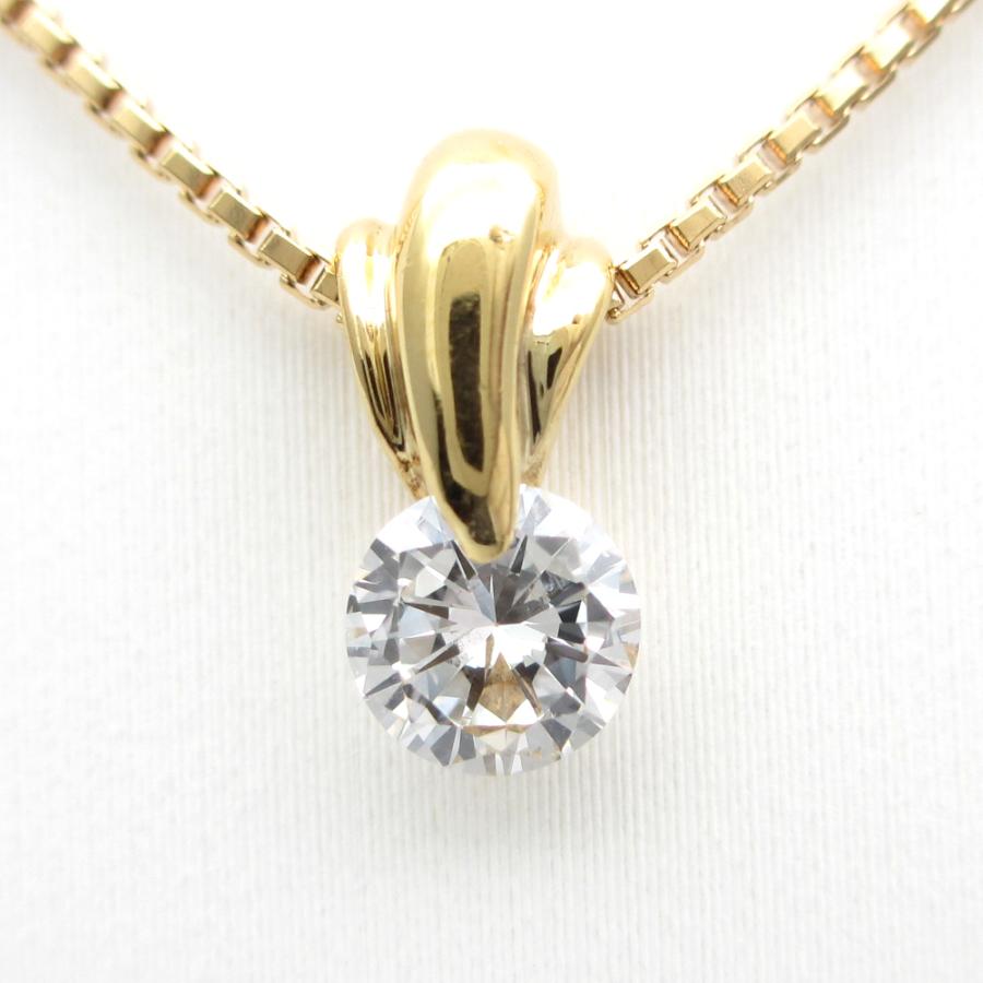 K18 ゴールド ダイヤモンド 0.335ct 1点留め ペンダント付ネックレス 