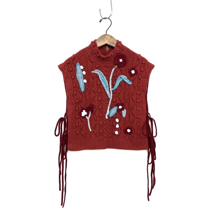未使用品 Mame Kurogouchi マメクロゴウチ Floral Motif Hand-Knitted 