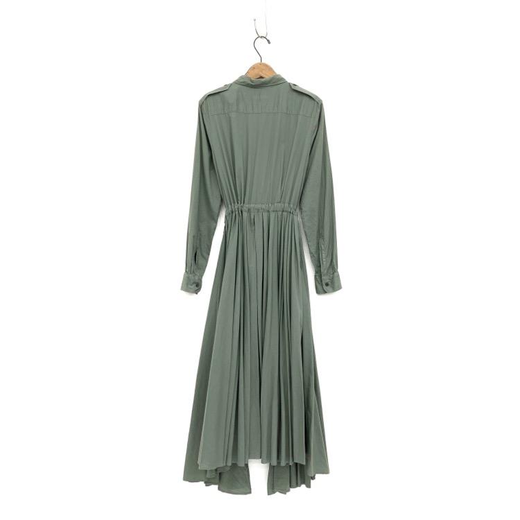 DRIES VAN NOTEN ドリスヴァンノッテン Deanna Shirtdress ラッププリーツシャツワンピース カーキ 34 :