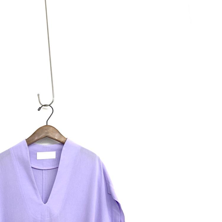 22SS Mame Kurogouchi マメクロゴウチ Crepe Deep V-Neck Dress 