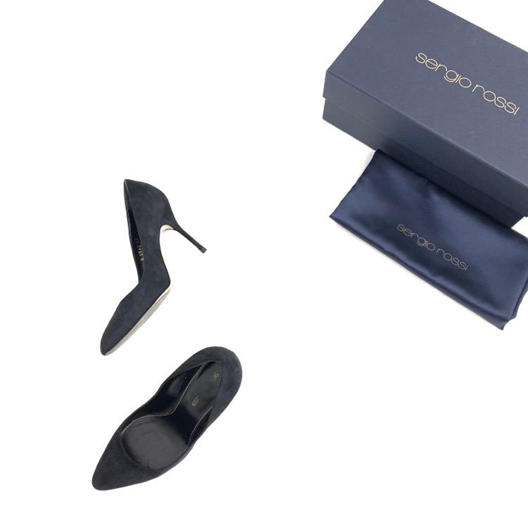 sergio rossi セルジオロッシ スエードアーモンドトゥ パンプス