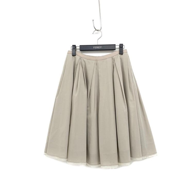 FOXEY フォクシー シルクウール スカート ベージュ 38 38575-ASFN 