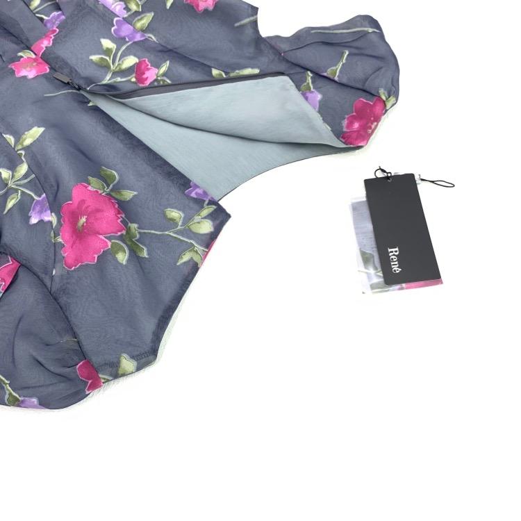 Rene ルネシフォンフラワードレスワンピースグレー36