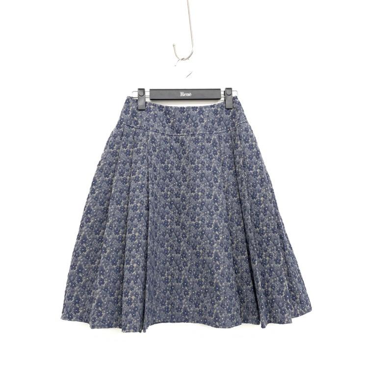 ルネ　Rene エコレザーファーブレード　スカート 36 Rene（ルネ） ダブルボタンフレアスカート 6014030