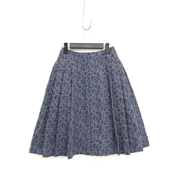 未使用品】Rene ルネ ふくれ織ジャガード スカート ネイビー 34  