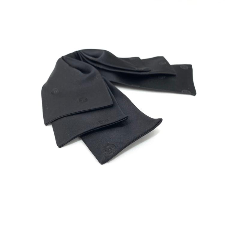 CHANEL シャネル シルクリボンバレッタ CC ココマーク ブラック