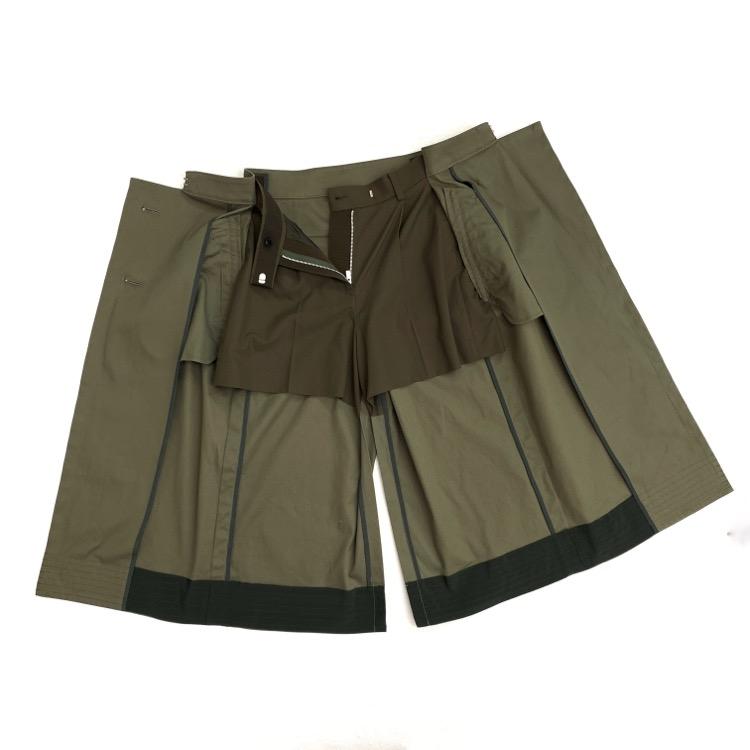 sacai サカイ コットンギャバジン スカートパンツ トレンチレイヤード  