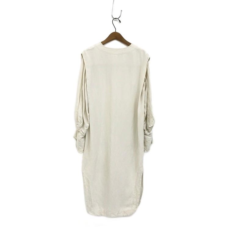 Mame Kurogouchi マメクロゴウチ Volumed Sleeve LINEN Rayon V-Neck Dress ボリュームスリーブリネンワンピース ベージュ 1 MM21PS-DR711｜7yorku｜02