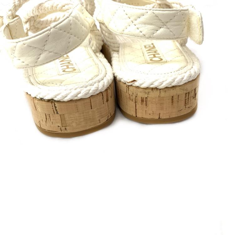 未使用品 CHANEL シャネル コードデザイン サンダル ベルクロ フラット 