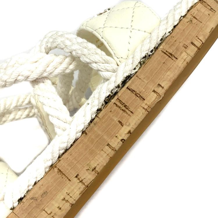 未使用品 CHANEL シャネル コードデザイン サンダル ベルクロ フラット 
