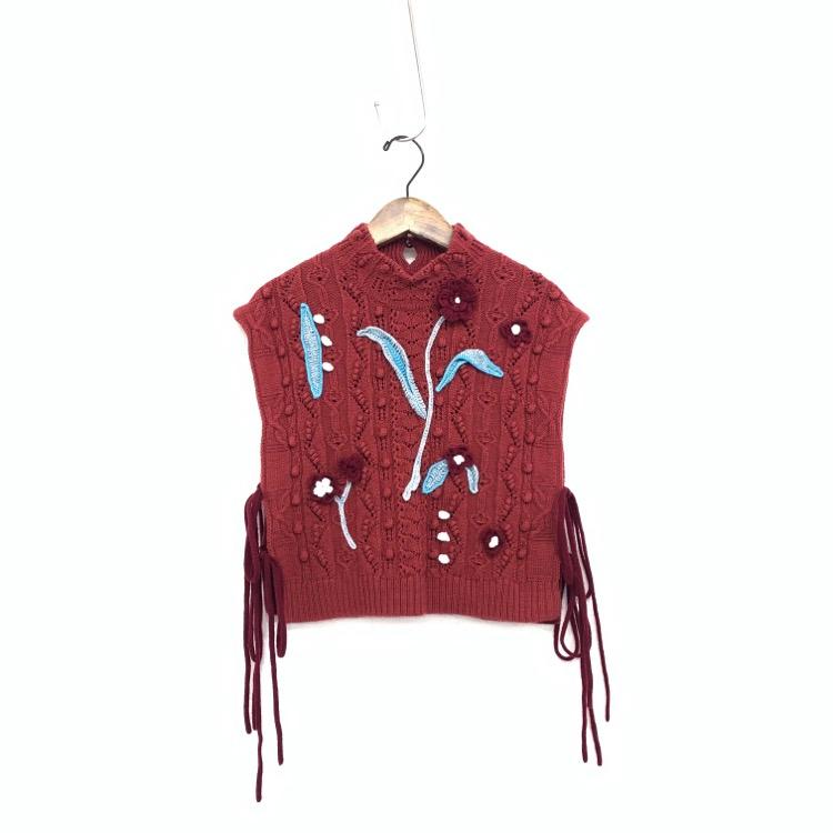 22AW Mame Kurogouchi マメクロゴウチ Floral Motif Hand-Knitted Vest 