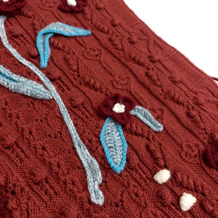 22AW Mame Kurogouchi マメクロゴウチ Floral Motif Hand-Knitted Vest 