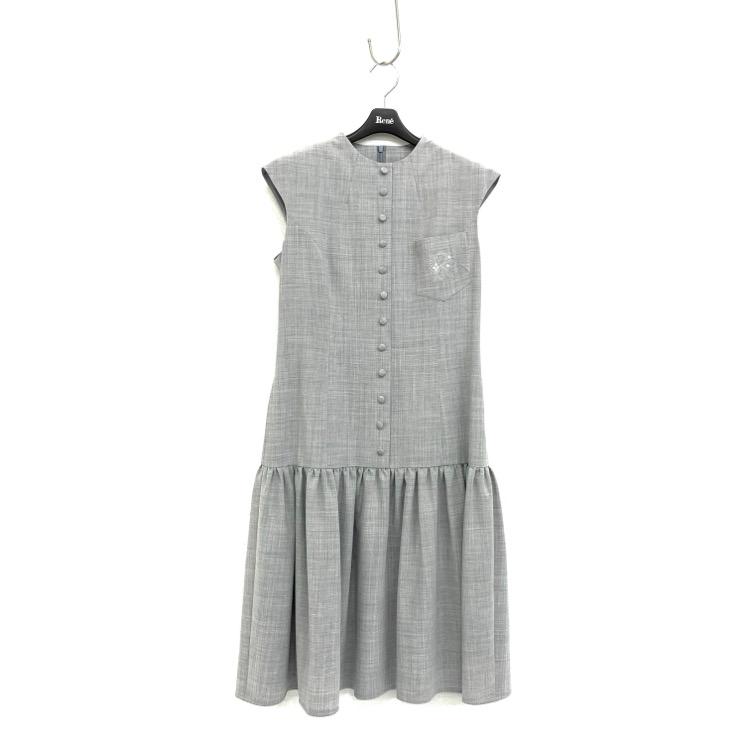 Rene ルネ 2wayストレッチ ワンピース ロゴパール刺繍 グレー 36  