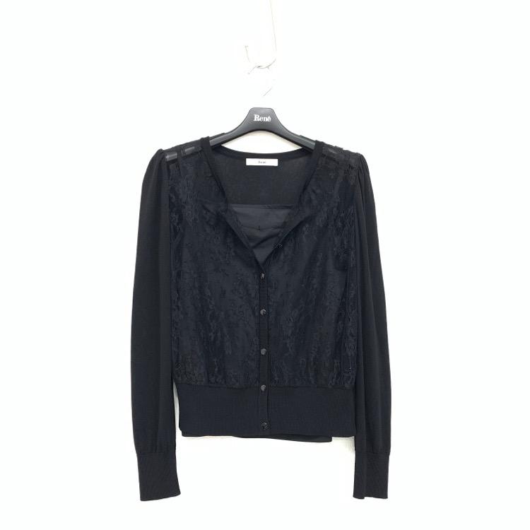 Rene ルネ レース カーディガン ブラック 36 6612130 : 7yorku&7yorku  