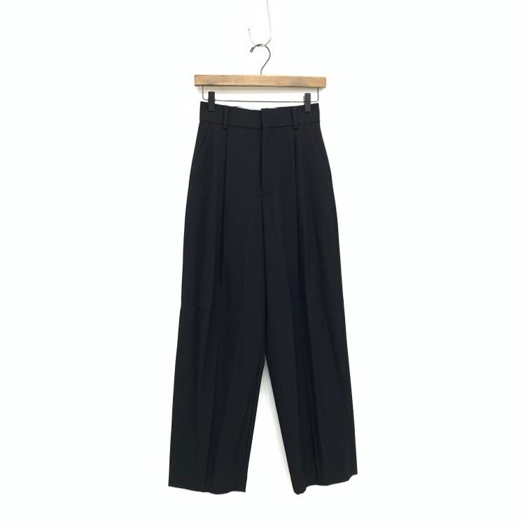 ATON エイトン バックサテンテーパードパンツ ハイウエストタック 