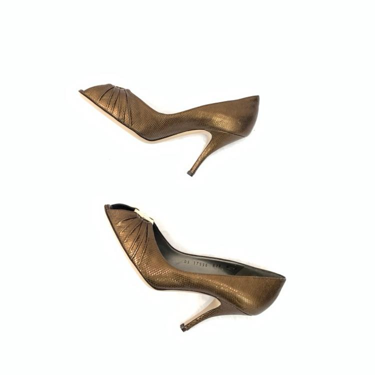 Salvatore ferragamo ブラウン オープントゥパンプス 高ヒール