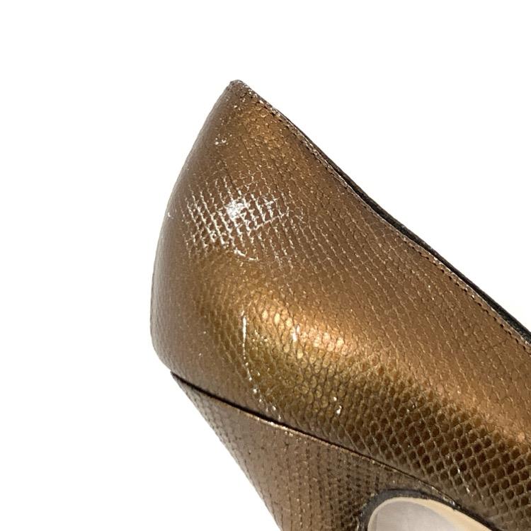 Salvatore Ferragamo フェラガモ オープントゥ パンプス 8C ブラウン  