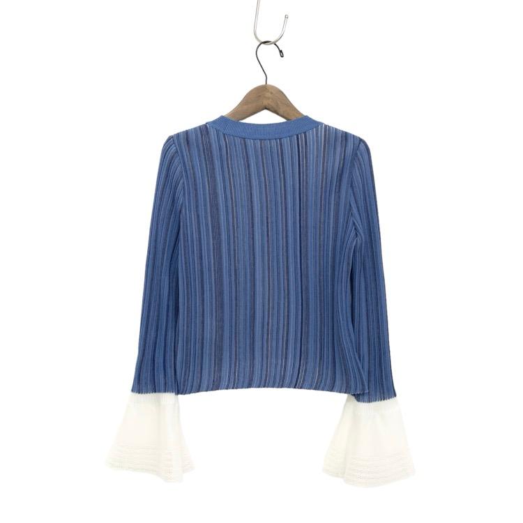 Mame Kurogouchi マメクロゴウチ Ribbed Knit Top With Laced Cuff 