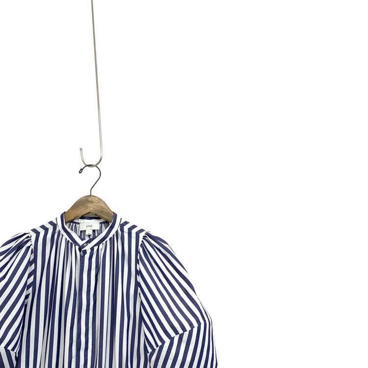 HYKE ハイク T/C STRIPED BALOON SLEEVE JUMPSUIT バルーンスリーブ 
