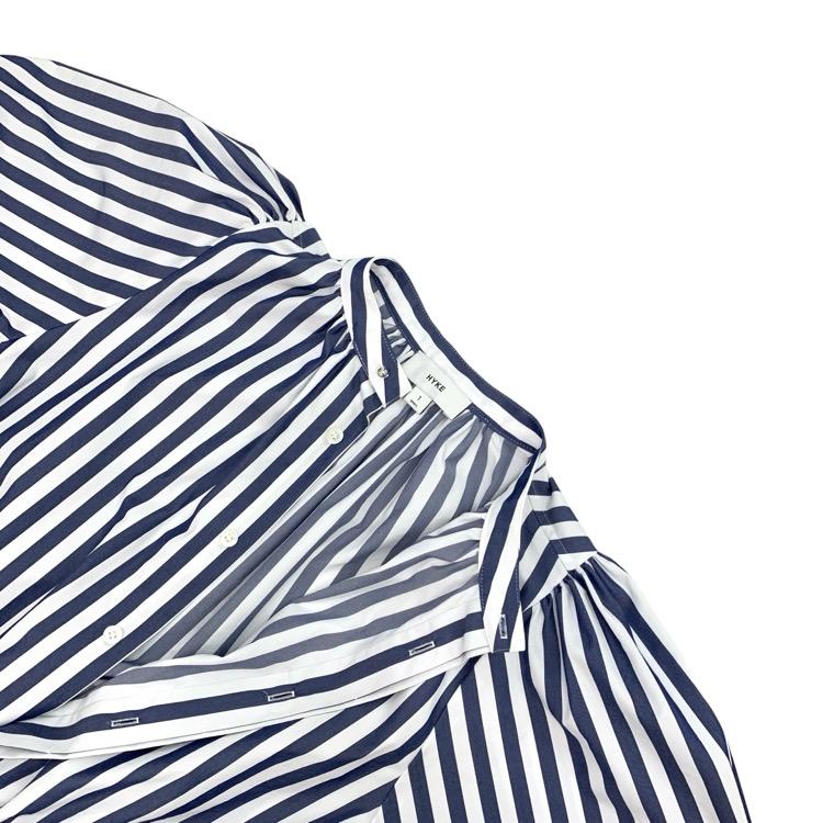 HYKE ハイク T/C STRIPED BALOON SLEEVE JUMPSUIT バルーンスリーブ 