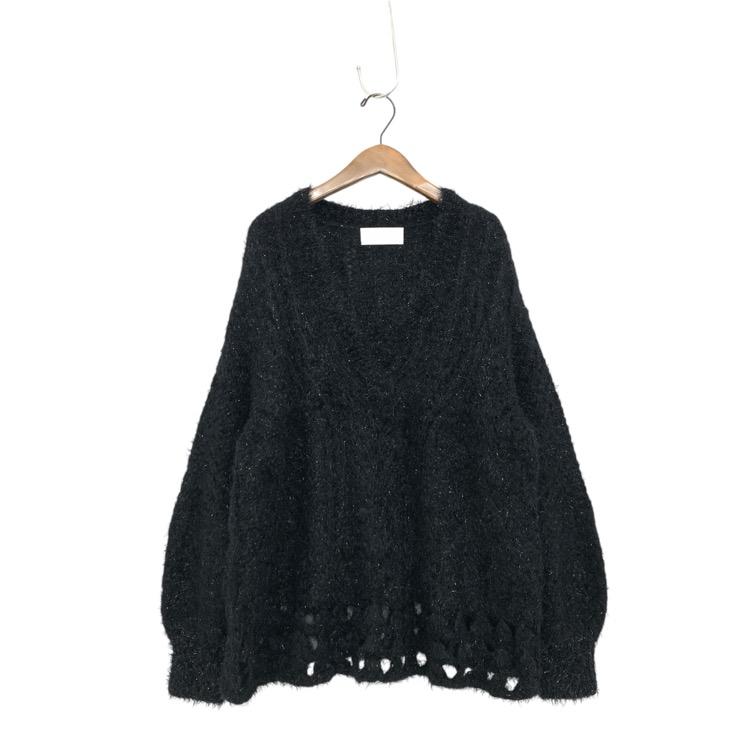 mame kurogouchi 花柄 黒 ニットセーター 長袖