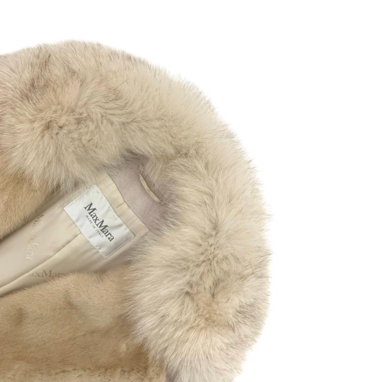 マックスマーラ白タグミンクファー付きコート 極美品 Max Mara 白タグ ヴァージンウール ミンクファー コート