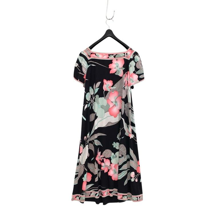 LEONARD レオナール 花柄プリント スクエアネック ワンピース カンカン  