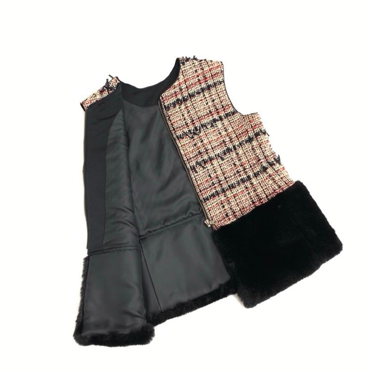 オススメ！未使用品　cccmalie シーマリー ツイードロングジレ　黒 新品cccmalie シーマリー ツイードロングジレブラック