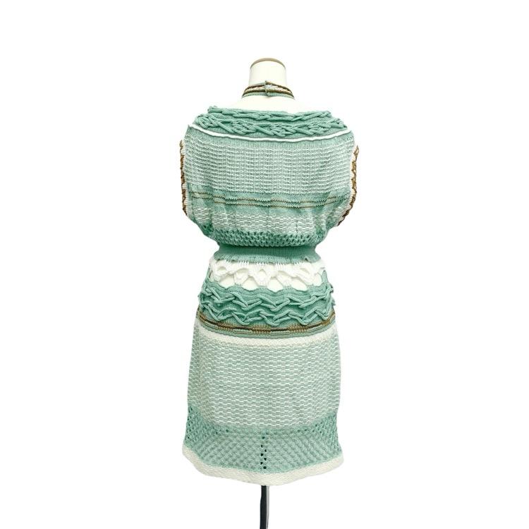 新品 Mame Kurogouchi マメクロゴウチ 23SS Bamboo Basket Pattern Knitted Dress ニットドレス MM23SS-KN034 2 定価88,000円 ワンピース 未使用品 Mame Kurogouchi マメクロゴウチ Bamboo Basket Pattern