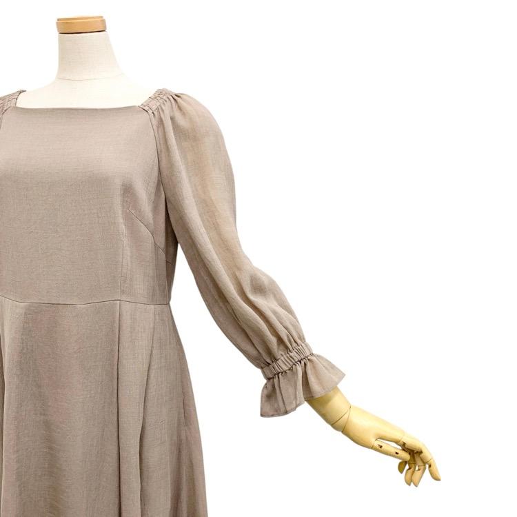Rene♪ルネ　ベージュ　ワンピース Rene ルネ リネンライク ワンピース ベージュ ポリエステル