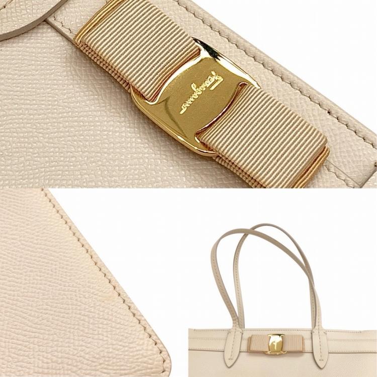 Salvatore Ferragamo フェラガモ ヴァラリボン バッグ ベージュ AU-21