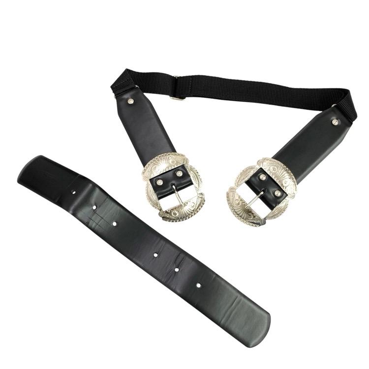 TOGA PULLA ダブルバックルベルト　ブラック TOGA PULLA トーガプルラ Double buckle concho belt ダブルバックル