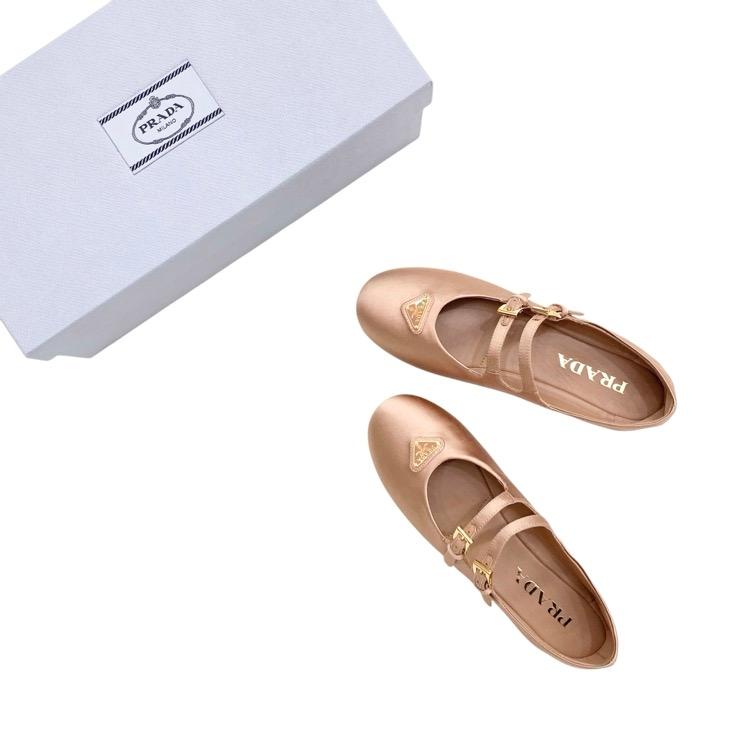 2025SS PRADA プラダ サテン バレリーナシューズ ライトベージュ 36 1F794N_049_F0A48_F_005