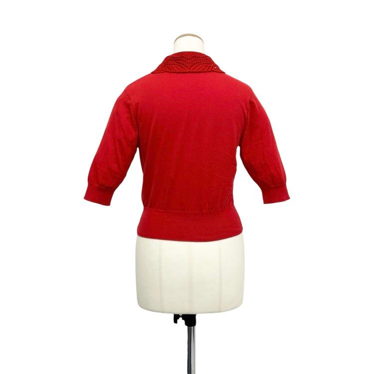 Mame Kurogouchi マメクロゴウチ Embroidery Collar Knitted Top