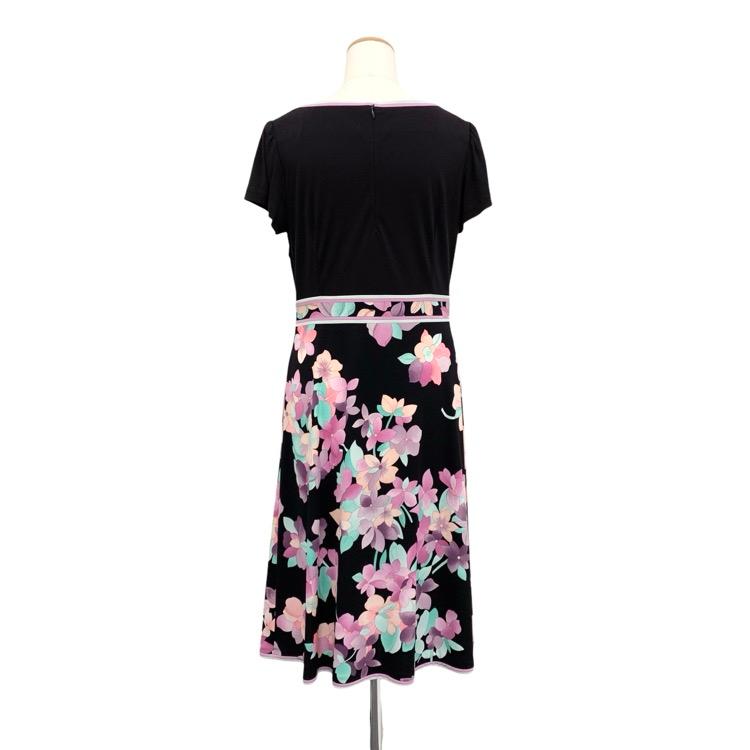 LEONARD レオナール ウエスト切り替えドレス フラワープリント