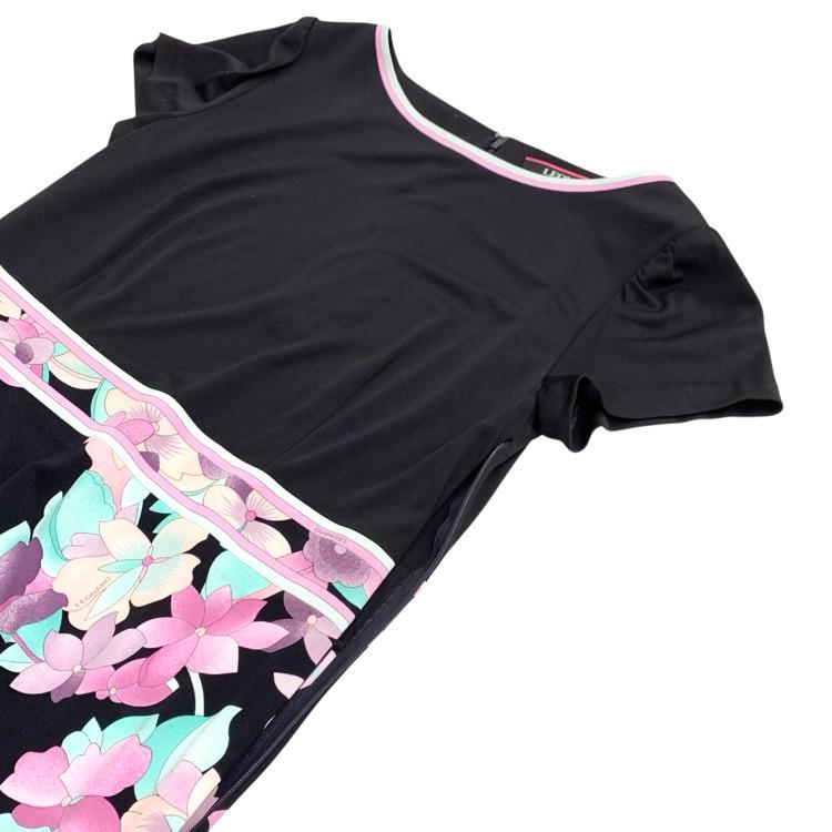 LEONARD レオナール ウエスト切り替えドレス フラワープリント