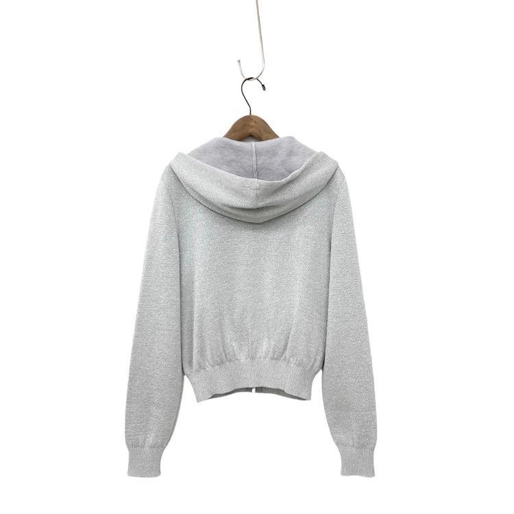 PRADA プラダ メタリックニット パーカー ジップアップ フーディ