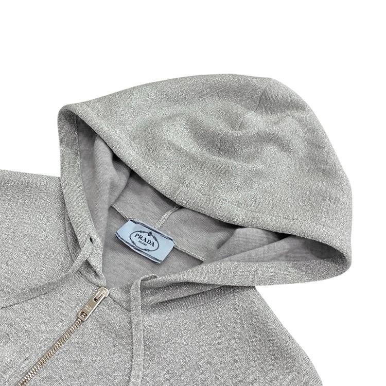 PRADA プラダ メタリックニット パーカー ジップアップ フーディ