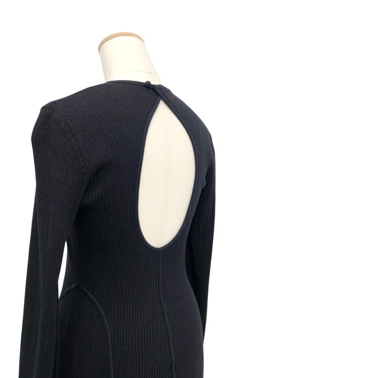 Mame Kurogouchi マメクロゴウチ Crew Neck Open Back Ribbed Jersey