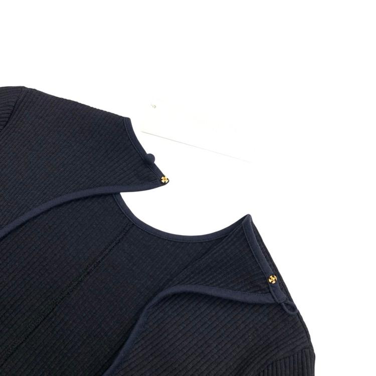 Mame Kurogouchi マメクロゴウチ Crew Neck Open Back Ribbed Jersey