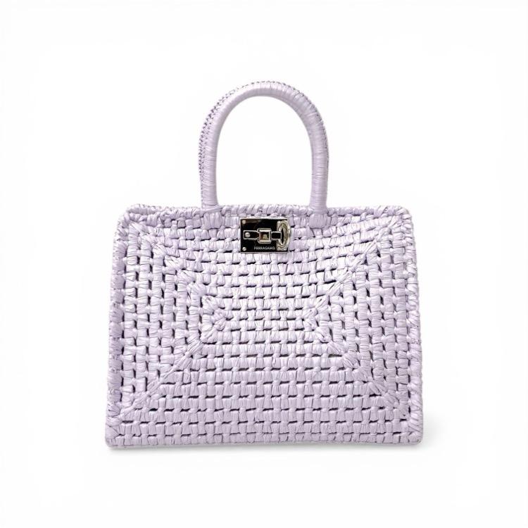 FERRAGAMO フェラガモ The studio raffia small bag かごバッグ