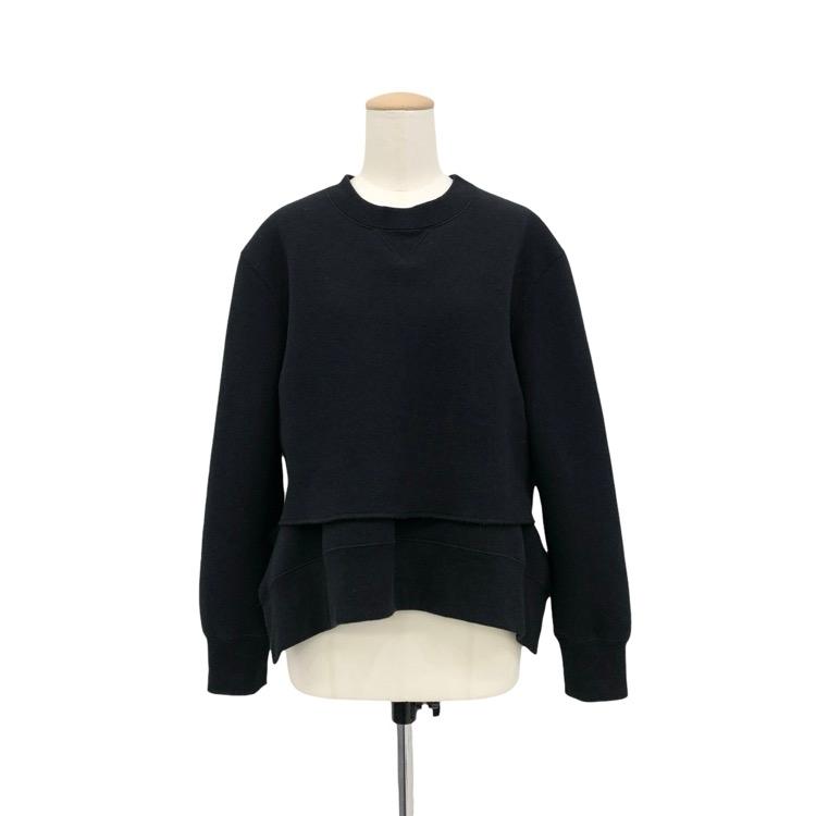 sacai サカイ レイヤードクロップドスウェット ブラック 2 23-06969